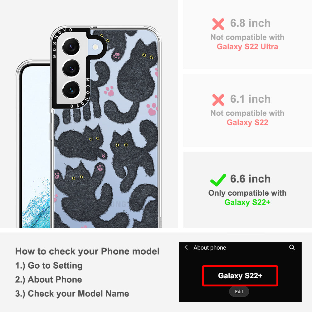 Black Furry Cat Phone Case - Samsung Galaxy S22 Plus Case