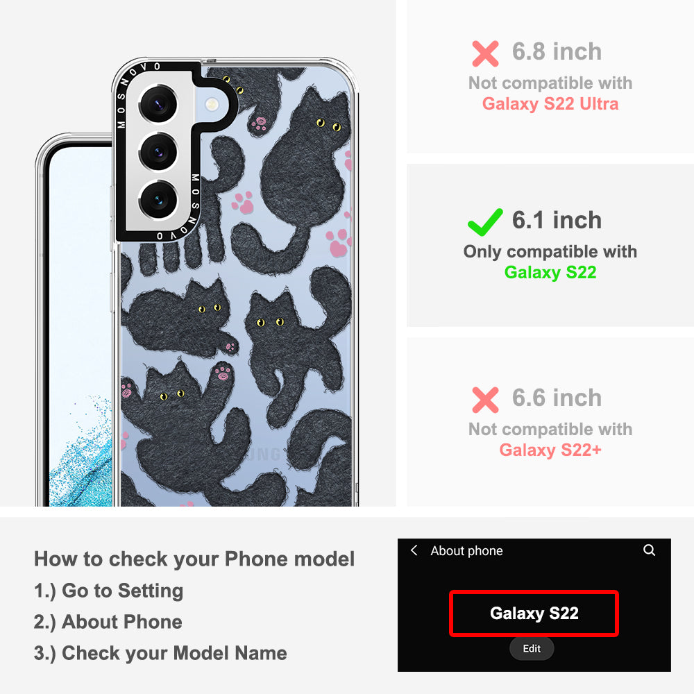 Black Furry Cat Phone Case - Samsung Galaxy S22 Case
