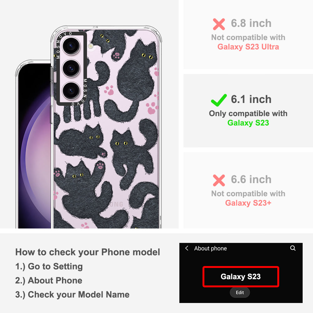 Black Furry Cat Phone Case - Samsung Galaxy S23 Case