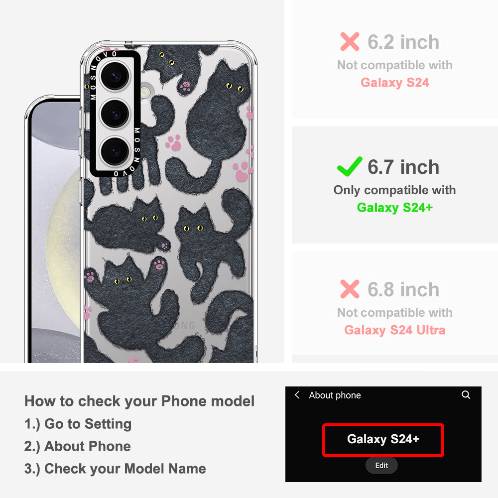 Black Furry Cat Phone Case - Samsung Galaxy S24 Plus Case