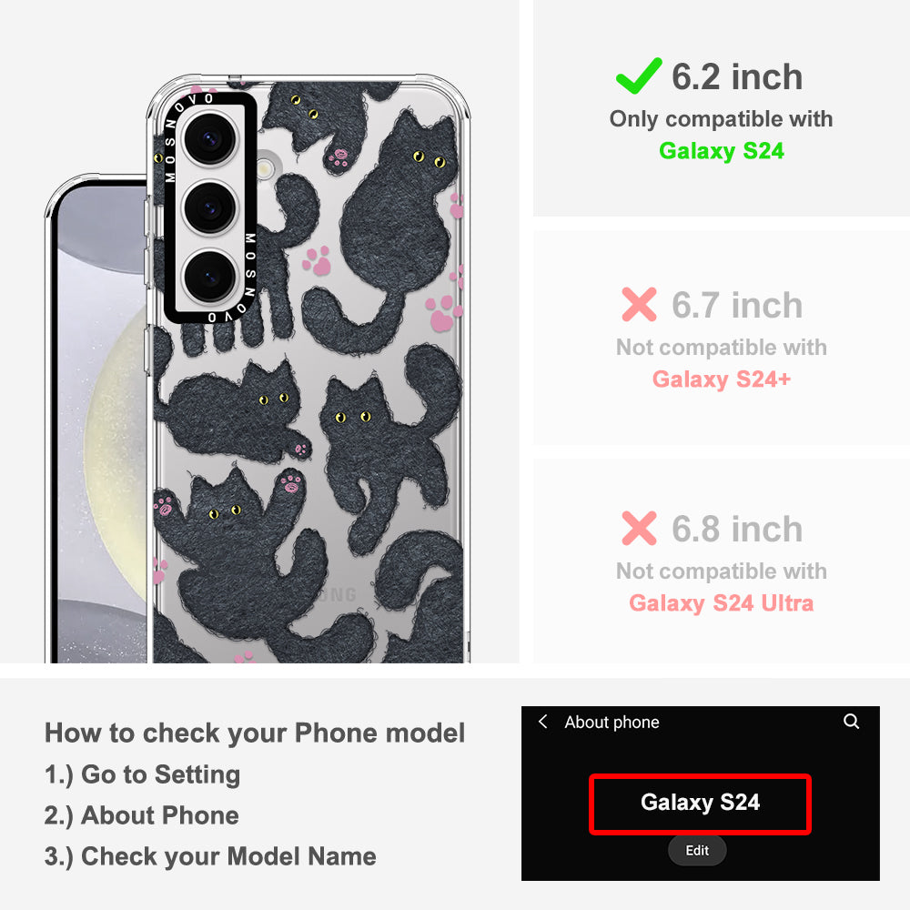 Black Furry Cat Phone Case - Samsung Galaxy S24 Case