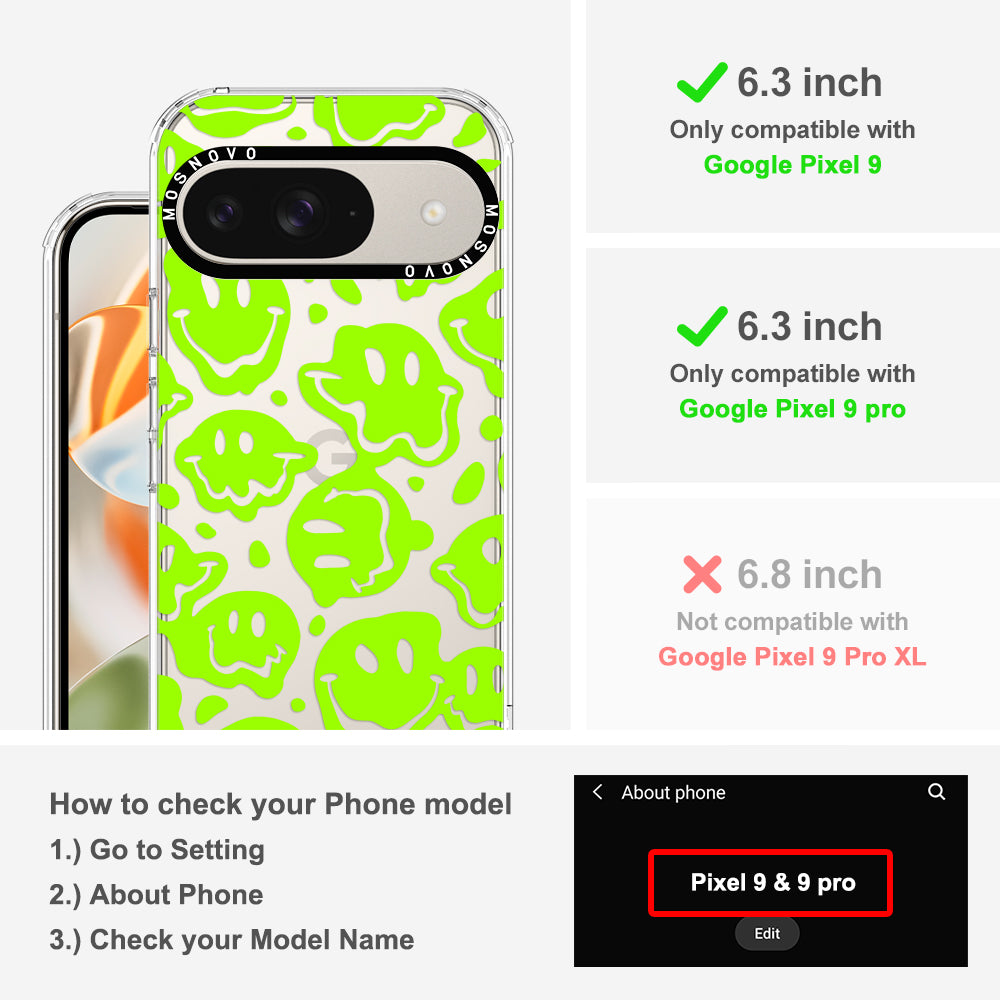 Distorted Green Smiles Face Phone Case - Google Pixel 9 Case