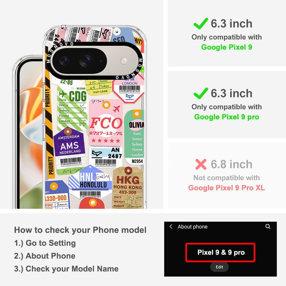 Air Ticket Labels Phone Case - Google Pixel 9 Case