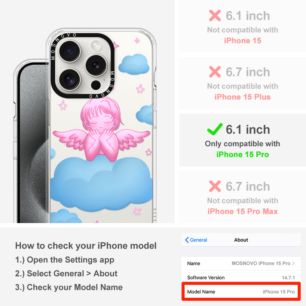 Pink Serenity Angel Phone Case - iPhone 15 Pro Case