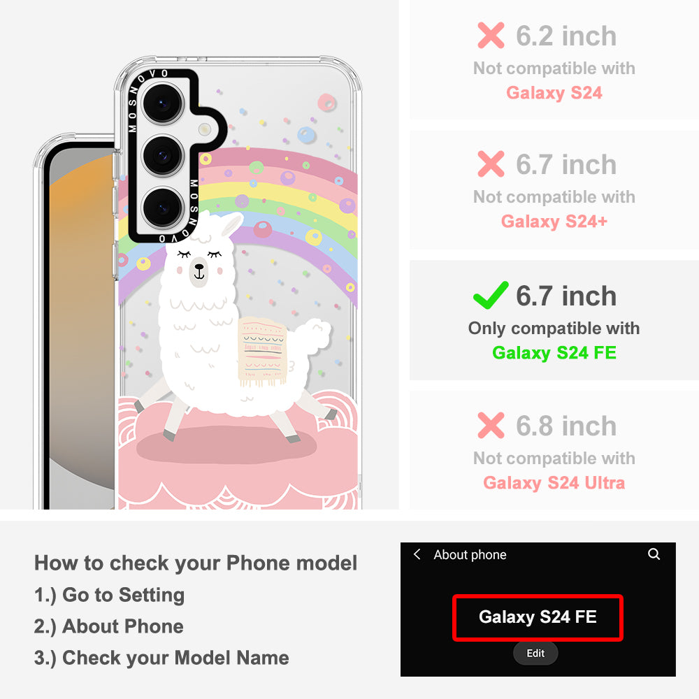 Rainbow Alpaca Phone Case - Samsung Galaxy S24 FE Case - MOSNOVO