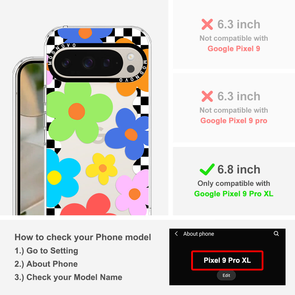 60's Checkered Floral Phone Case - Google Pixel 9 Pro XL Case