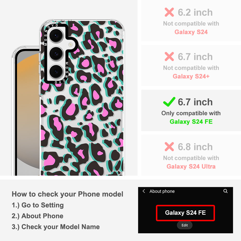 Hot Pink Leopard Print Phone Case - Samsung Galaxy S24 FE Case - MOSNOVO