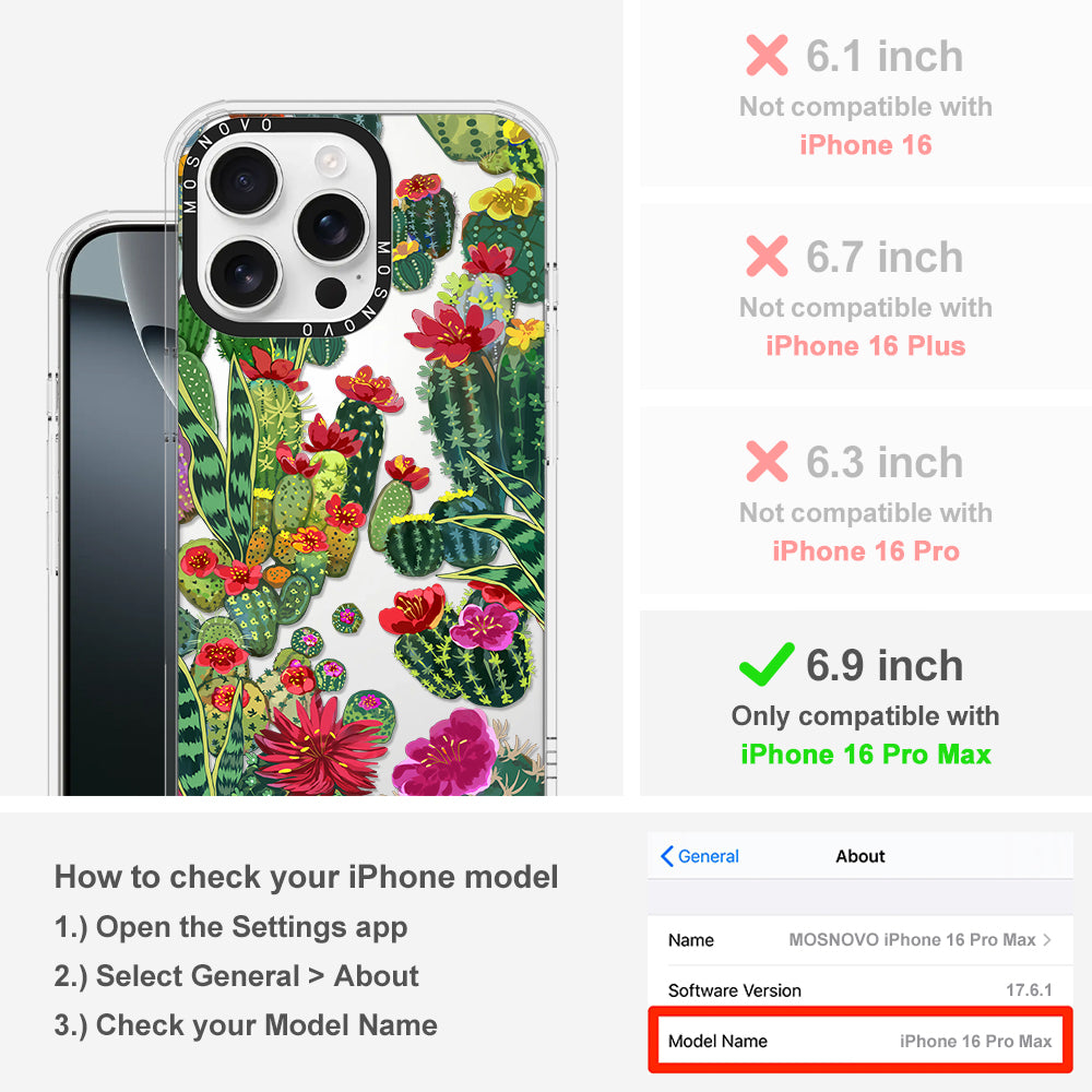 Cactus Garden Phone Case - iPhone 16 Pro Max Case - MOSNOVO