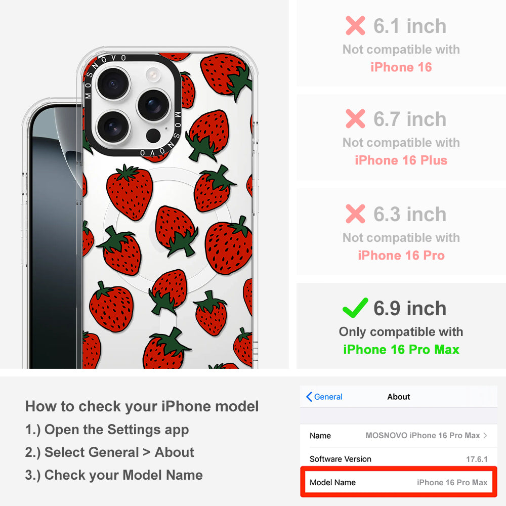 Red Strawberry Phone Case - iPhone 16 Pro Max Case - MOSNOVO