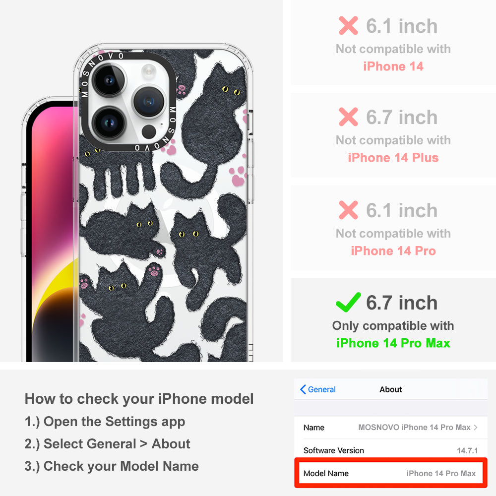 Black Furry Cat Phone Case - iPhone 14 Pro Max Case