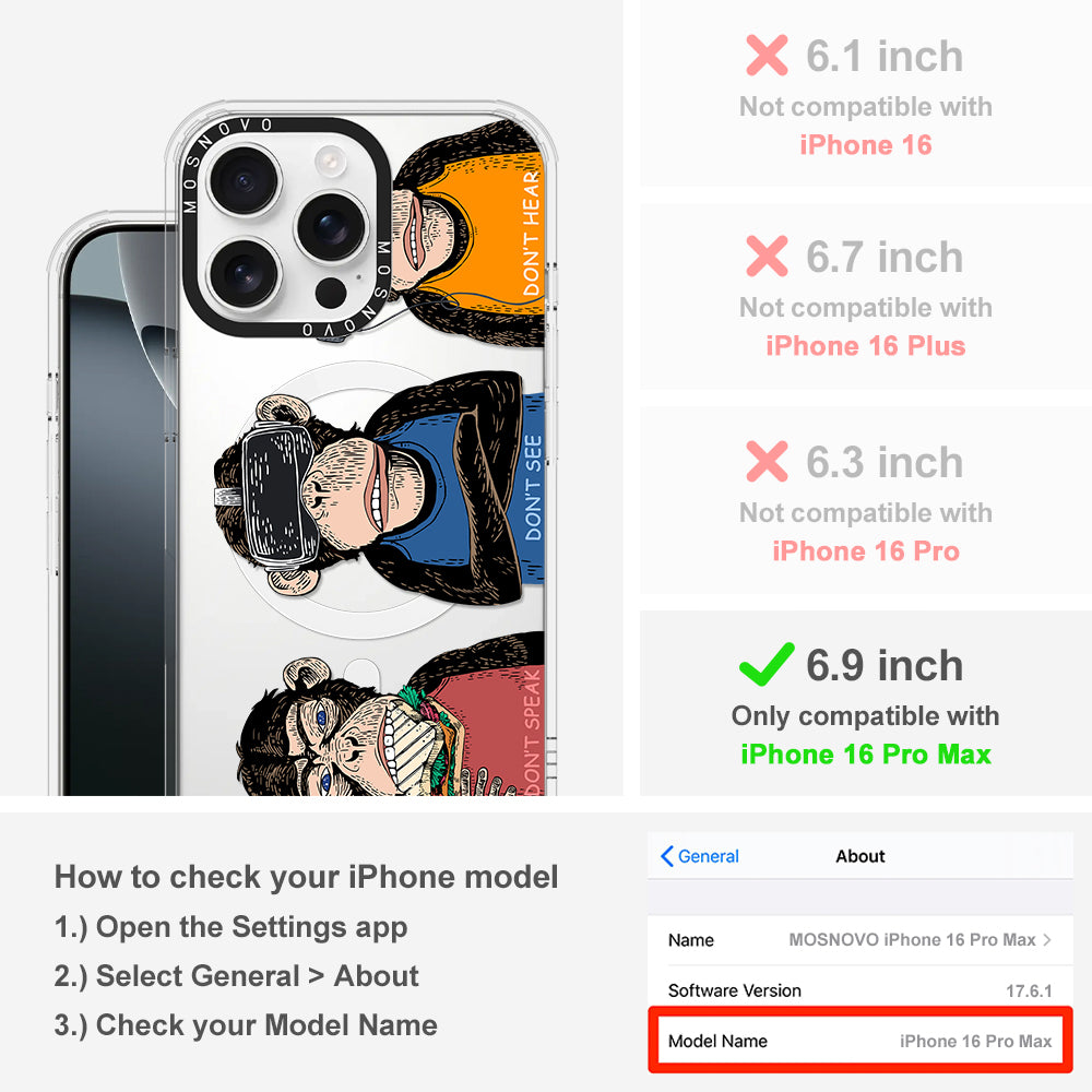 Don't Speak, Don't See,Don't Hear Phone Case - iPhone 16 Pro Max Case - MOSNOVO