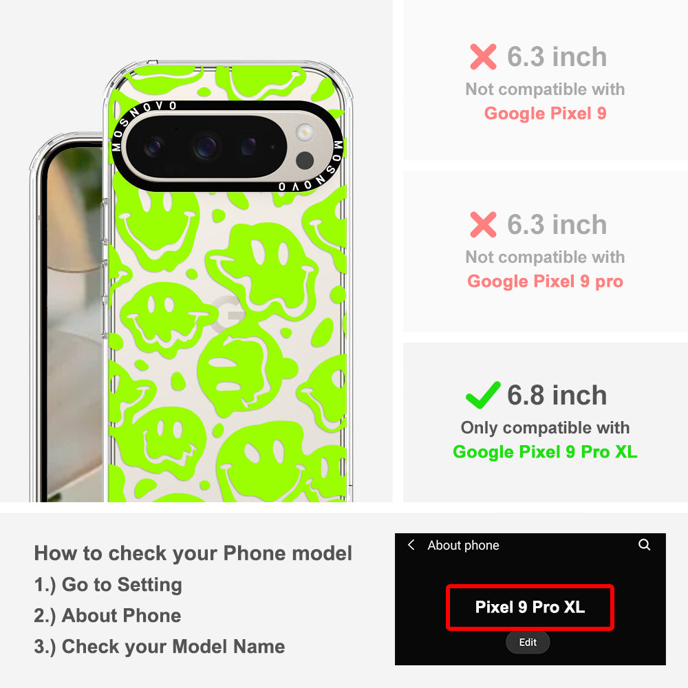 Distorted Green Smiles Face Phone Case - Google Pixel 9 Pro XL Case