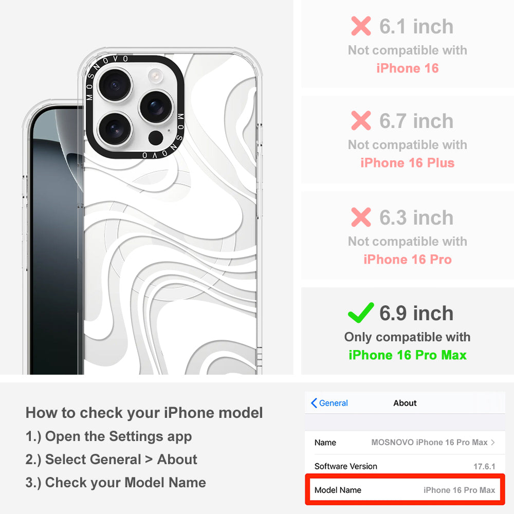 White Swirl Phone Case - iPhone 16 Pro Max Case - MOSNOVO