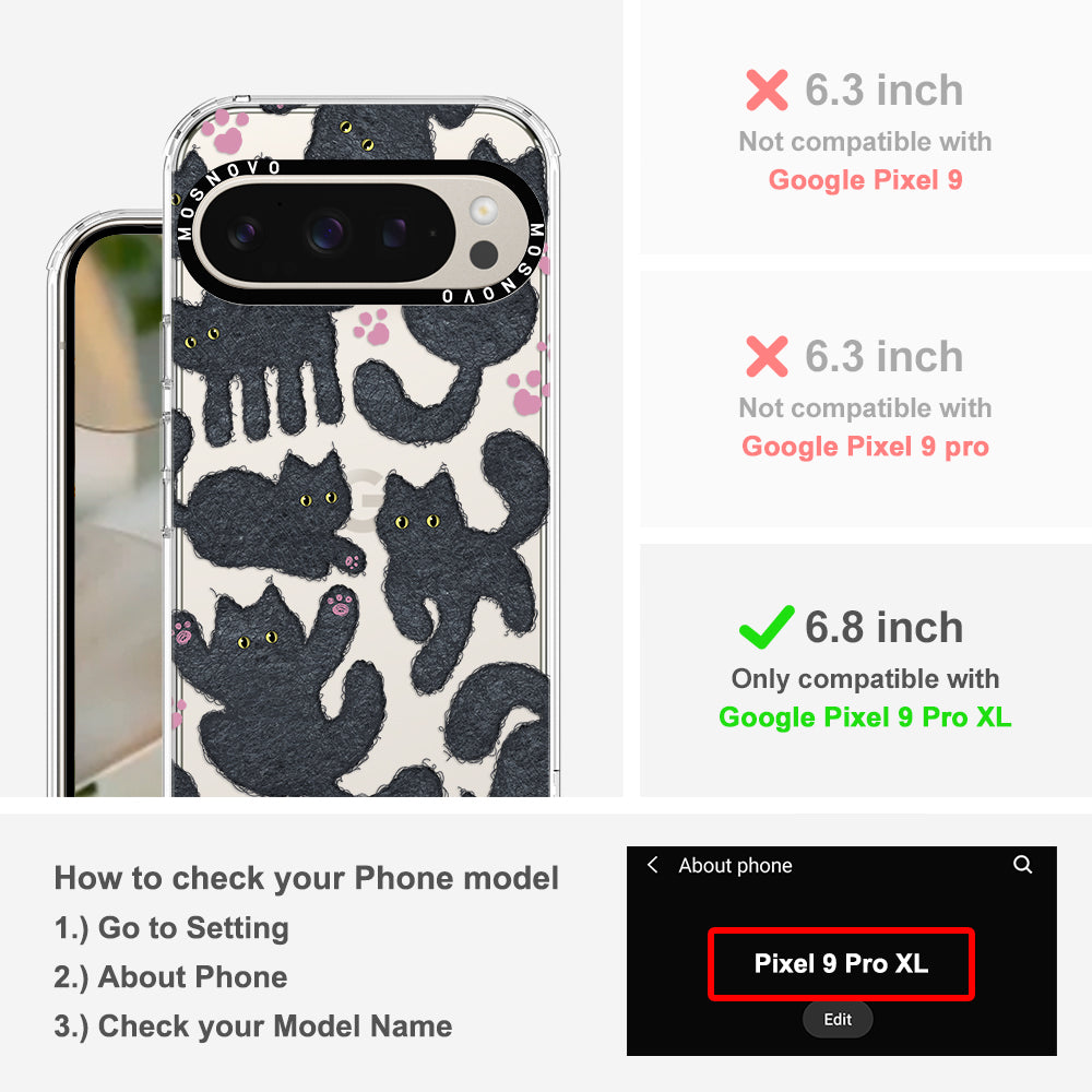 Black Furry Cat Phone Case - Google Pixel 9 Pro XL Case