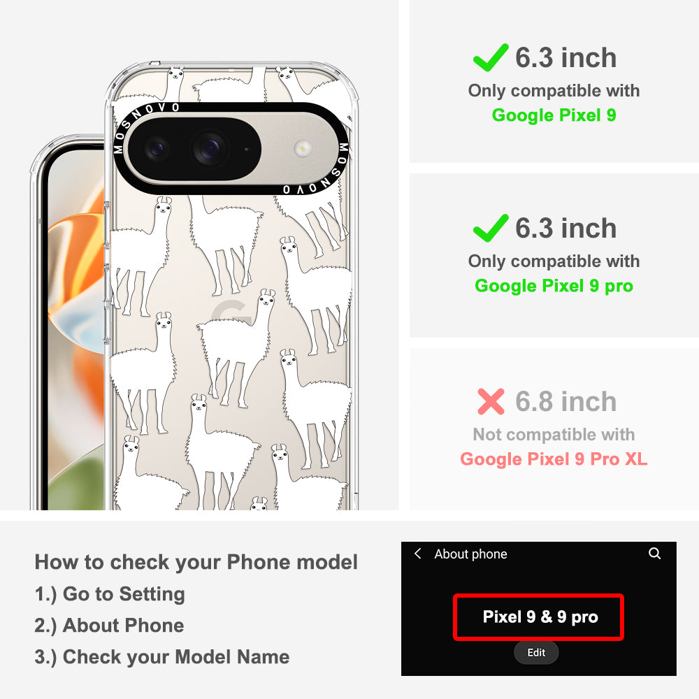 White Llama Phone Case - Google Pixel 9 Pro Case