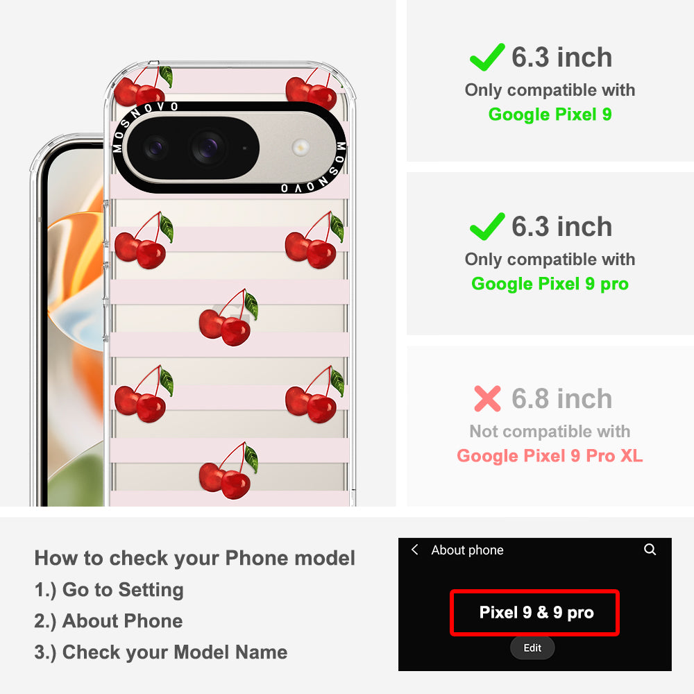 Pink Stripes Cherry Phone Case - Google Pixel 9 Pro Case