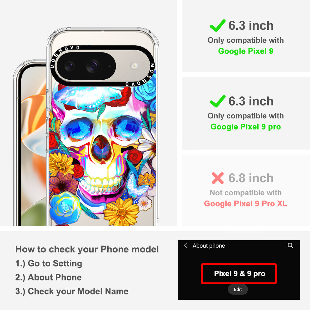 Sugar Flower Skull Phone Case - Google Pixel 9 Case