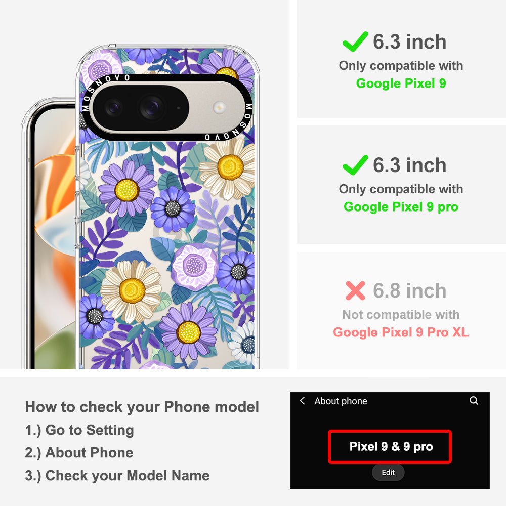 Purple Floral Phone Case - Google Pixel 9 Pro Case