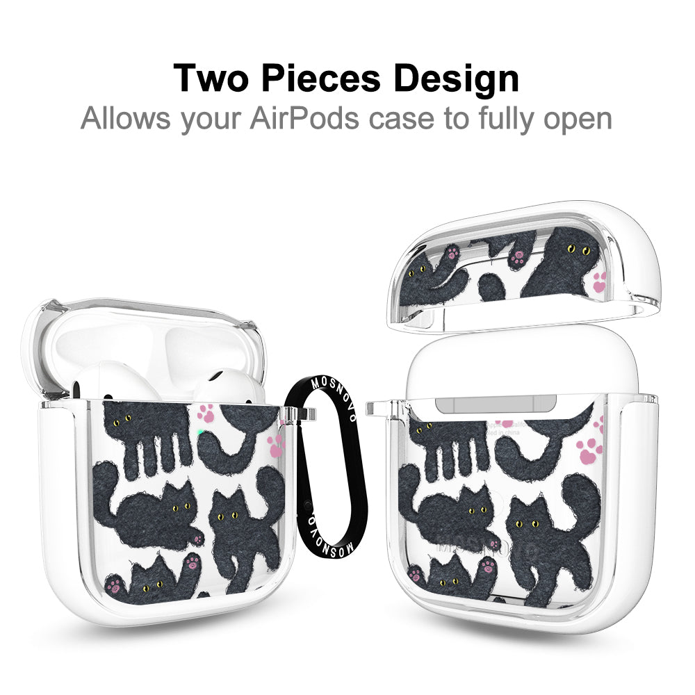 Black Furry Cat AirPods 1/2 Case