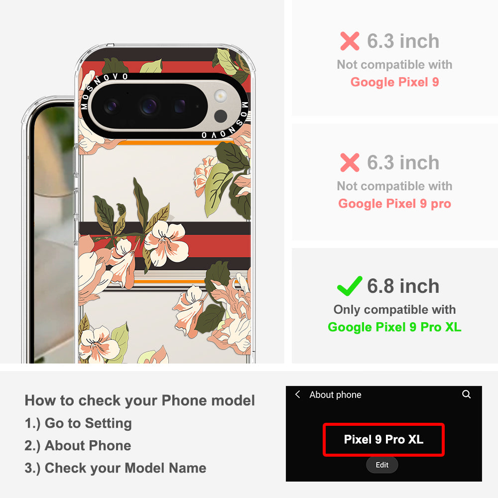 Classic Stripes Floral Phone Case - Google Pixel 9 Pro XL Case