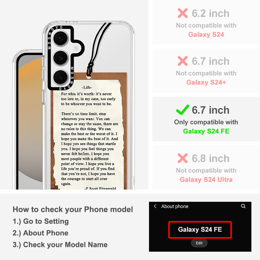 Life Quote Phone Case - Samsung Galaxy S24 FE Case - MOSNOVO