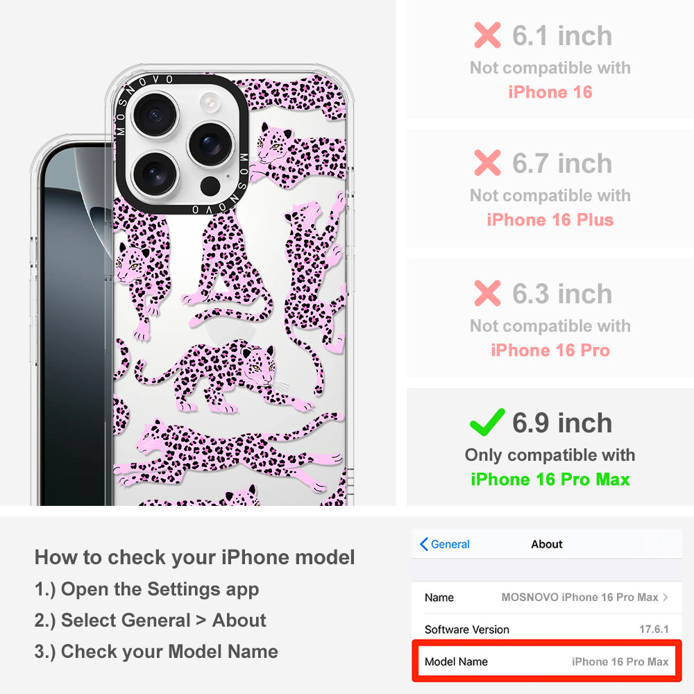 Pink Leopard Phone Case - iPhone 16 Pro Max Case - MOSNOVO