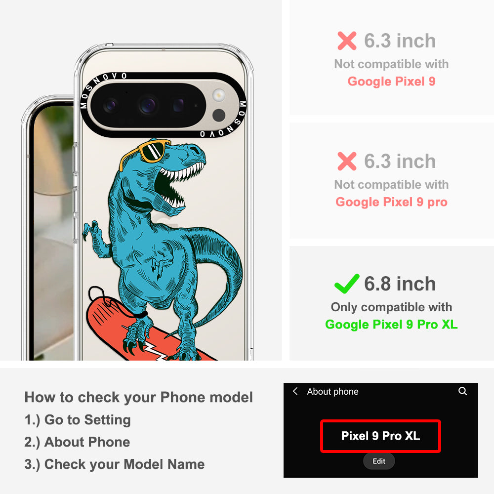 Surfing Dinosaur Phone Case - Google Pixel 9 Pro XL Case