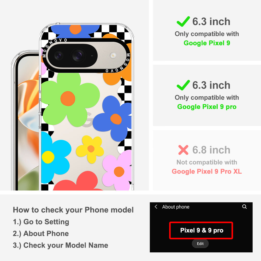 60's Checkered Floral Phone Case - Google Pixel 9 Pro Case