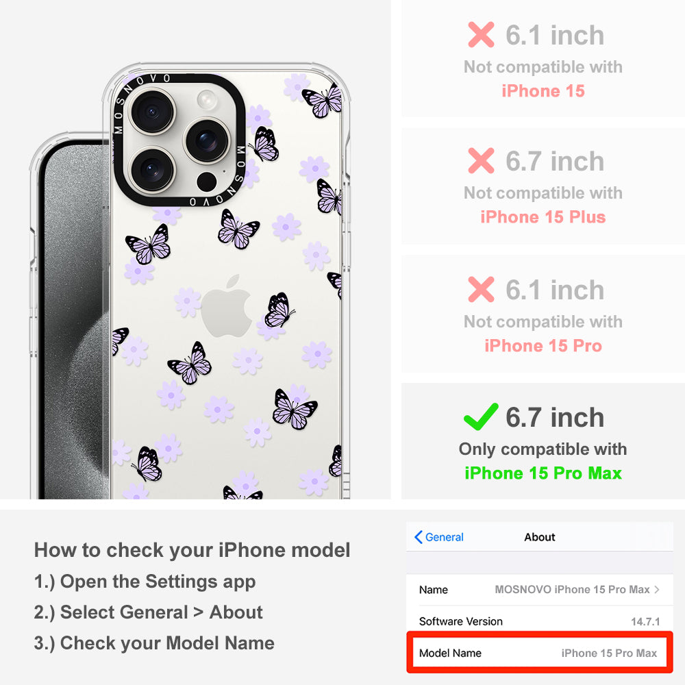 Lilac Butterfly Phone Case - iPhone 15 Pro Max Case