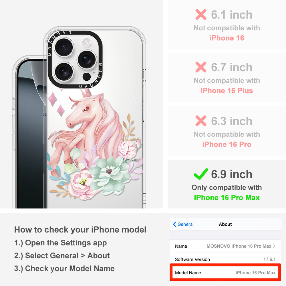 Elegant Flowers Unicorn Phone Case - iPhone 16 Pro Max Case - MOSNOVO