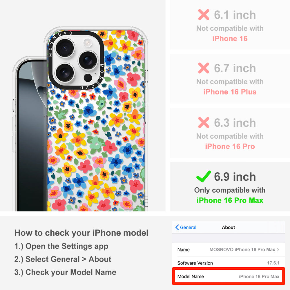 Lovely Floral Flower Phone Case - iPhone 16 Pro Max Case - MOSNOVO