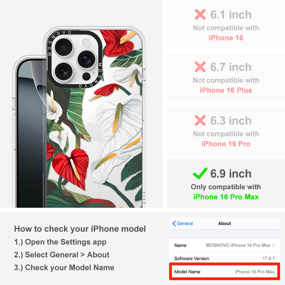 Anthurium Phone Case - iPhone 16 Pro Max Case - MOSNOVO