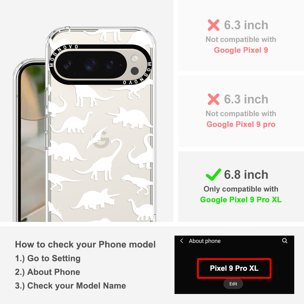 White Dinosaur Phone Case - Google Pixel 9 Pro XL Case