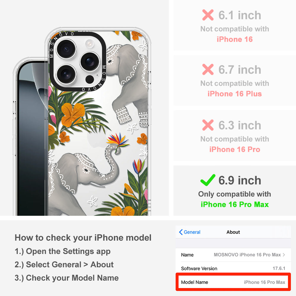 Elephant Phone Case - iPhone 16 Pro Max Case - MOSNOVO