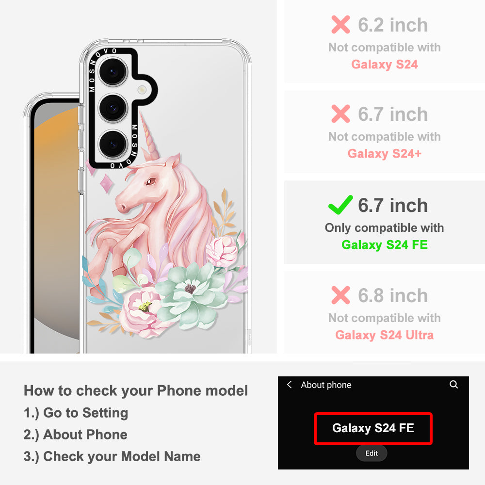 Elegant Flowers Unicorn Phone Case - Samsung Galaxy S24 FE Case - MOSNOVO