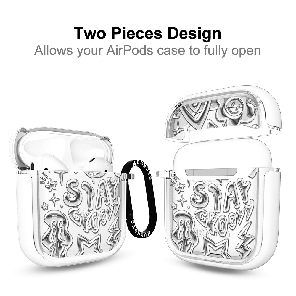 Silver Chrome Art (Flat Print) AirPods 1/2 Case