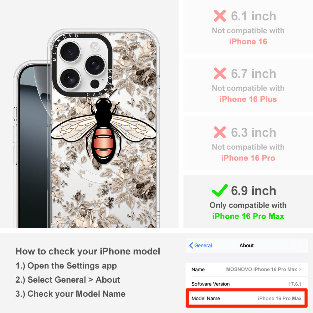 Vintage Bee Phone Case - iPhone 16 Pro Max Case - MOSNOVO