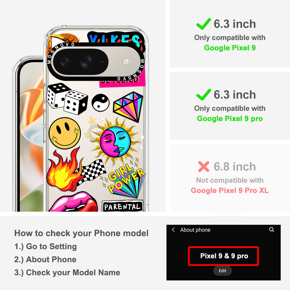 Funky Stickers Phone Case - Google Pixel 9 Pro Case