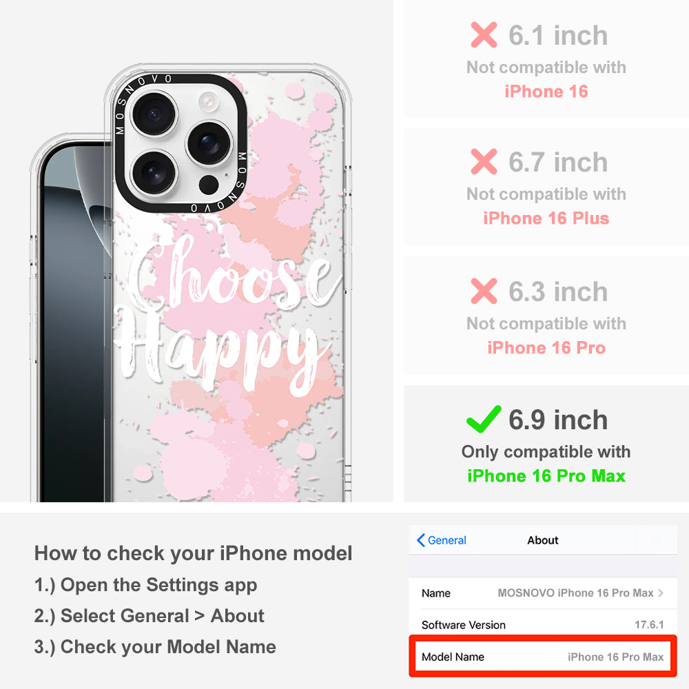 Choose Happy Phone Case - iPhone 16 Pro Max Case - MOSNOVO