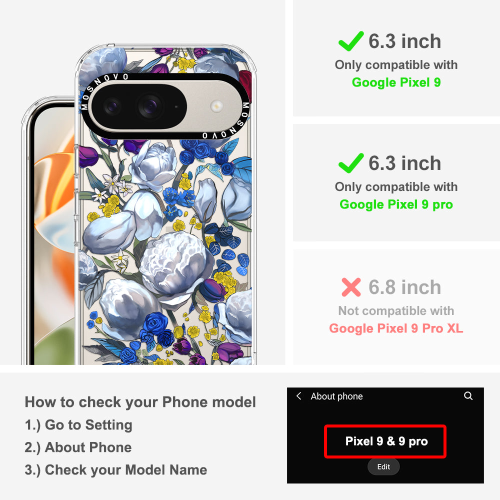 Purple Blue Floral Phone Case - Google Pixel 9 Pro Case