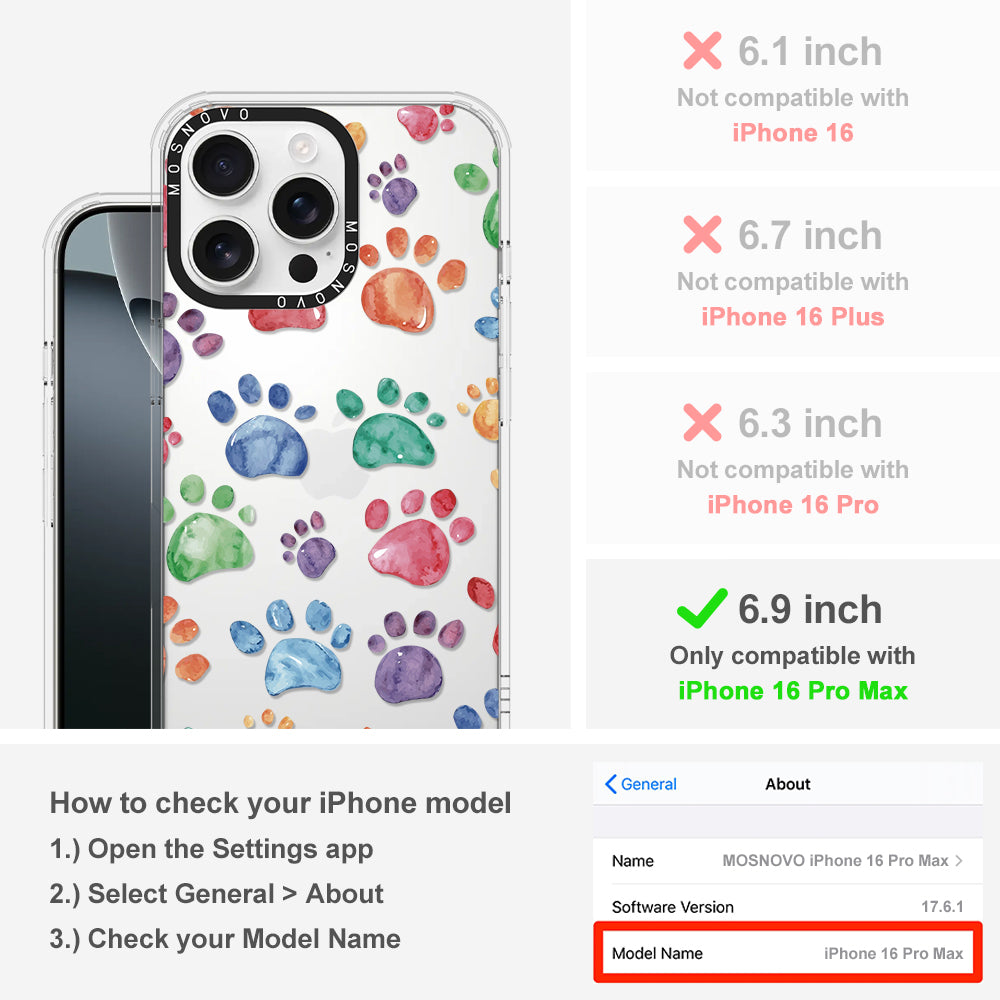 Colorful Paw Phone Case - iPhone 16 Pro Max Case - MOSNOVO