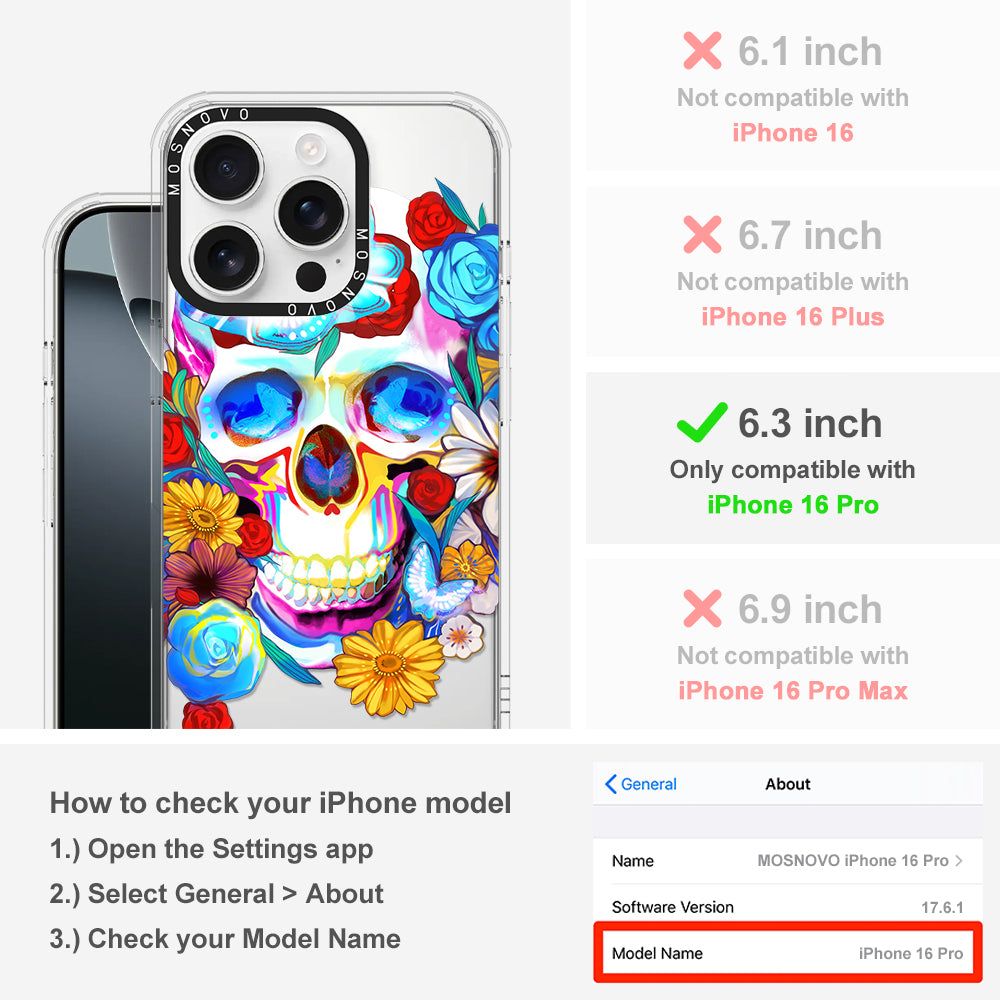 Neon Skull Phone Case - iPhone 16 Pro Case - MOSNOVO