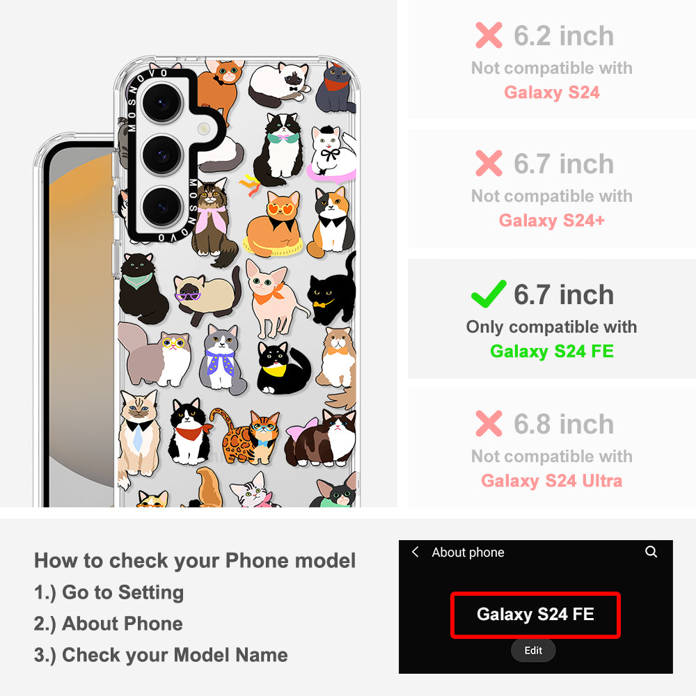 Cute Cat Phone Case - Samsung Galaxy S24 FE Case - MOSNOVO