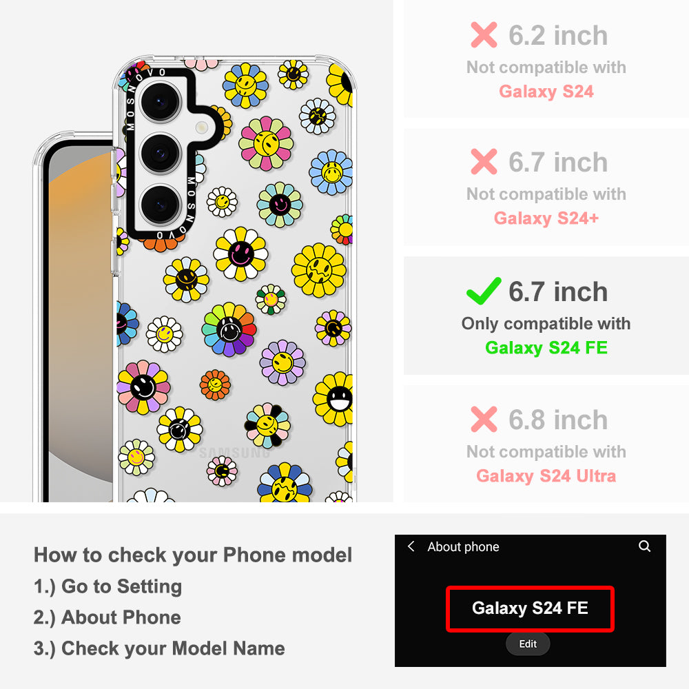 Flower Smiley Face Phone Case - Samsung Galaxy S24 FE Case - MOSNOVO