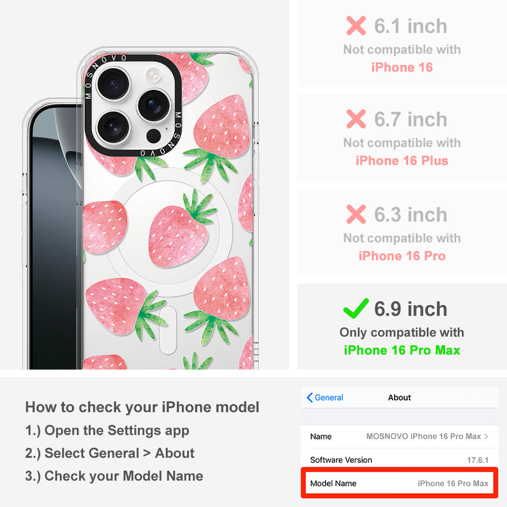 Pastel Strawberry Phone Case - iPhone 16 Pro Max Case - MOSNOVO