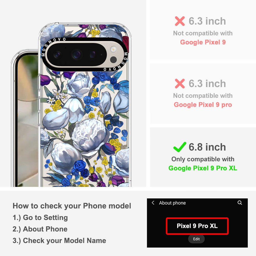 Purple Blue Floral Phone Case - Google Pixel 9 Pro XL Case