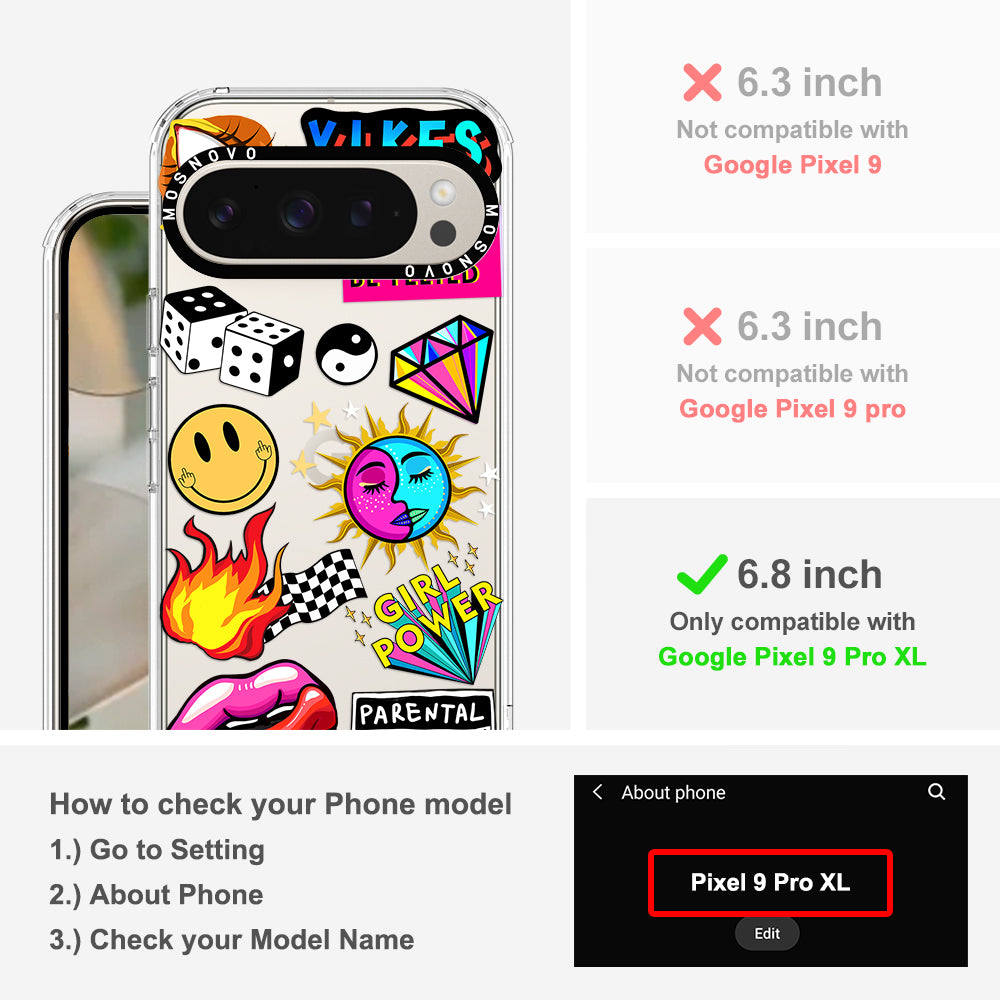 Funky Stickers Phone Case - Google Pixel 9 Pro XL Case