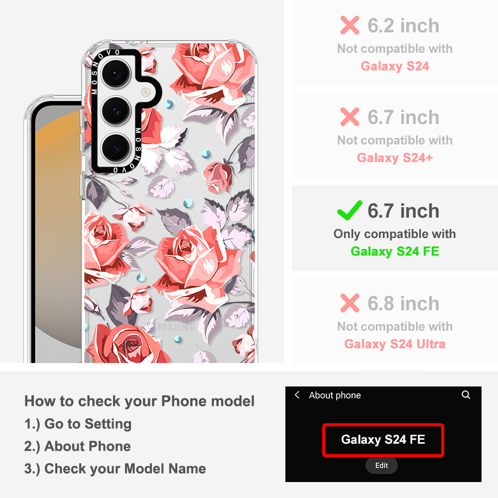 Retro Flower Roses Phone Case - Samsung Galaxy S24 FE Case - MOSNOVO