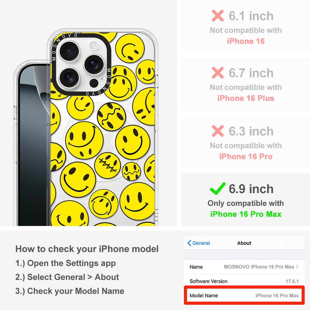 Smiley Face Phone Case - iPhone 16 Pro Max Case - MOSNOVO