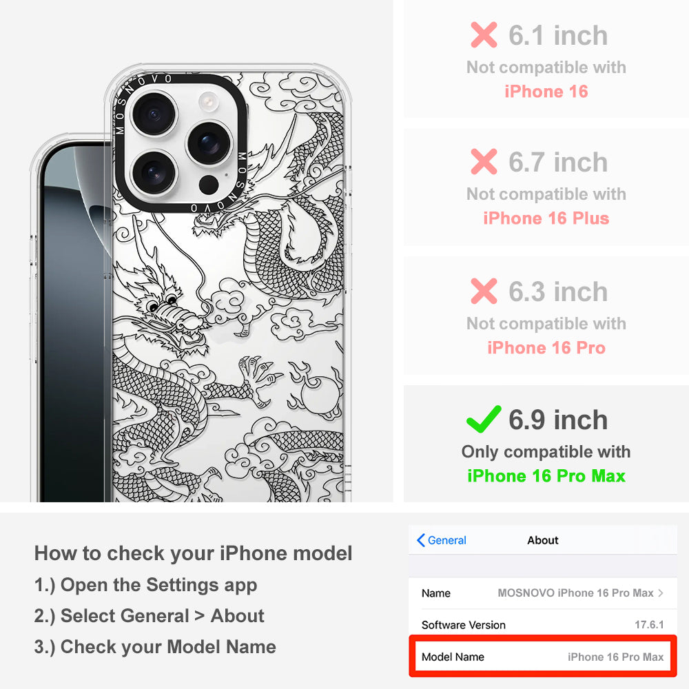 Black Dragon Phone Case - iPhone 16 Pro Max Case - MOSNOVO